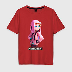 Футболка оверсайз мужская Minecraft персонаж девушки в костюме, цвет: красный