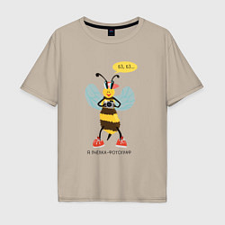 Мужская футболка оверсайз Пчёлка-фотограф серия: весёлые пчёлки