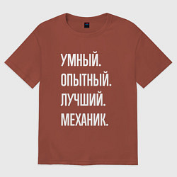 Футболка оверсайз мужская Умный опытный лучший механик, цвет: кирпичный