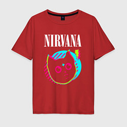 Мужская футболка оверсайз Nirvana rock star cat
