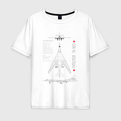 Мужская футболка оверсайз Ту-160 белый лебедь