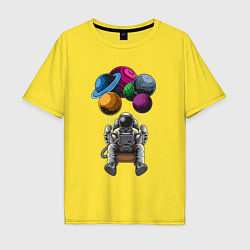 Мужская футболка оверсайз Космонавт на воздушных шарах
