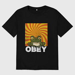 Футболка оверсайз мужская Гипножаба по мотивам Футурама на оранжевом фоне, цвет: черный