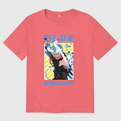 Мужская футболка оверсайз Рин - Синий экзорцист