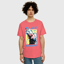 Футболка оверсайз мужская Рин - Синий экзорцист, цвет: коралловый — фото 2