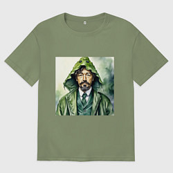 Мужская футболка оверсайз Чехов в кигуруми крокодил