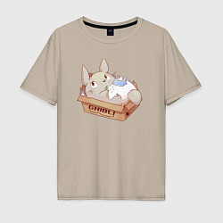 Футболка оверсайз мужская Ghibli Totoro, цвет: миндальный