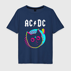 Мужская футболка оверсайз AC DC rock star cat