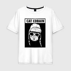 Футболка оверсайз мужская Cat cobain, цвет: белый