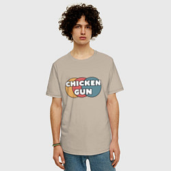 Футболка оверсайз мужская Chicken gun круги, цвет: миндальный — фото 2