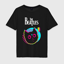 Мужская футболка оверсайз The Beatles rock star cat