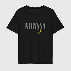 Мужская футболка оверсайз Nirvana logo smile