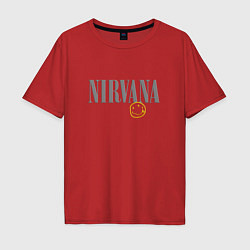 Мужская футболка оверсайз Nirvana logo smile