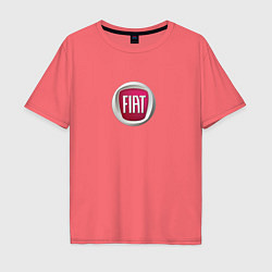 Футболка оверсайз мужская FIAT sport auto logo, цвет: коралловый