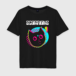 Футболка оверсайз мужская Scorpions rock star cat, цвет: черный