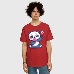 Футболка оверсайз мужская Ice cream panda, цвет: красный — фото 2
