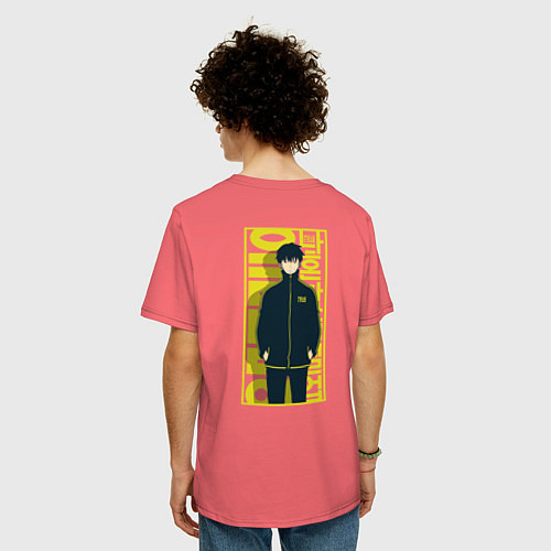 Мужская футболка оверсайз Sung Jinwoo strongest hunter / Коралловый – фото 4