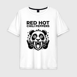 Футболка оверсайз мужская Red Hot Chili Peppers - rock panda, цвет: белый