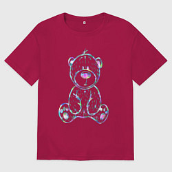 Футболка оверсайз мужская Игрушка - мишка радужный, цвет: маджента