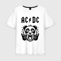 Футболка оверсайз мужская AC DC - rock panda, цвет: белый