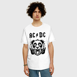 Футболка оверсайз мужская AC DC - rock panda, цвет: белый — фото 2