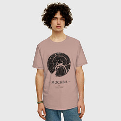 Футболка оверсайз мужская Меридианы - Москва, цвет: пыльно-розовый — фото 2