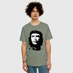 Футболка оверсайз мужская Черно-белый силуэт Че Гевара, цвет: авокадо — фото 2