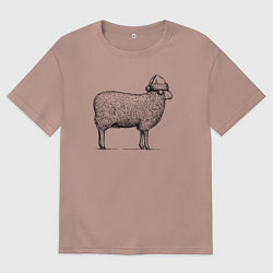 Мужская футболка оверсайз Овечка новогодняя