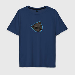 Футболка оверсайз мужская Сонный котик, цвет: тёмно-синий