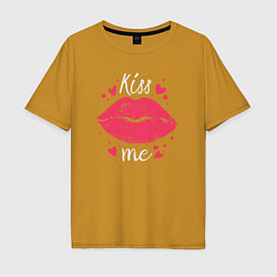 Футболка оверсайз мужская Kiss me, цвет: горчичный