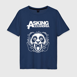 Футболка оверсайз мужская Asking Alexandria rock panda, цвет: тёмно-синий