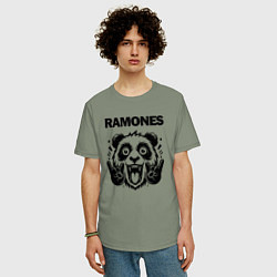 Футболка оверсайз мужская Ramones - rock panda, цвет: авокадо — фото 2