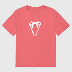 Футболка оверсайз мужская Знак школы змеи с потертостями - Ведьмак 3, цвет: коралловый