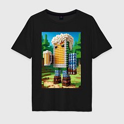 Мужская футболка оверсайз Beer dude - Minecraft ai art