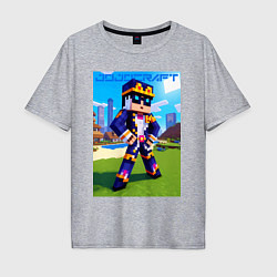 Футболка оверсайз мужская Jotaro Kujo and Minecraft - collaboration, цвет: меланж