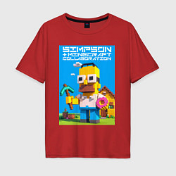 Мужская футболка оверсайз Homer Simpson and Minecraft - collaboration ai art