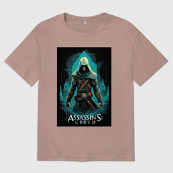 Мужская футболка оверсайз Assassins creed изумрудный туман
