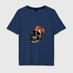 Футболка оверсайз мужская Железный череп, цвет: тёмно-синий