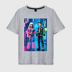 Мужская футболка оверсайз Барби и Кен в ночном городе - нейросеть