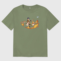 Футболка оверсайз мужская Мао Сян Лин из Геншин Импакт, цвет: авокадо