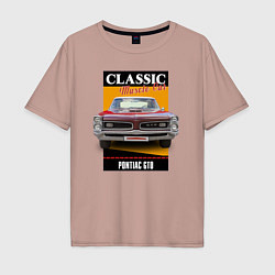 Футболка оверсайз мужская Американский маслкар 60-х Pontiac GTO, цвет: пыльно-розовый