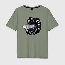 Мужская футболка оверсайз Рыбка и космос