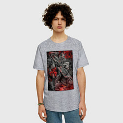 Футболка оверсайз мужская Painkiller and demon - comix style, цвет: меланж — фото 2