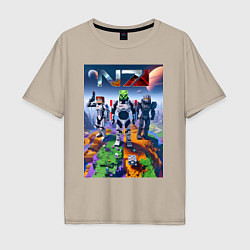 Мужская футболка оверсайз Mass effect and Minecraft - ai art collaboration