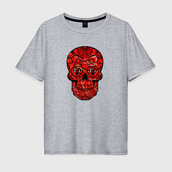 Футболка оверсайз мужская Red decorative skull, цвет: меланж