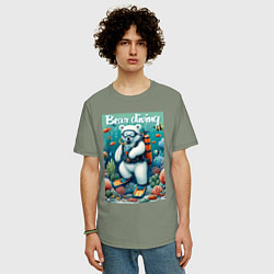 Футболка оверсайз мужская Polar bear diving - ai art, цвет: авокадо — фото 2