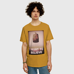 Футболка оверсайз мужская Кин дза дза - x files want to believe, цвет: горчичный — фото 2