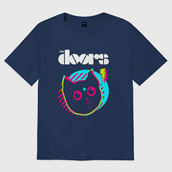 Футболка оверсайз мужская The Doors rock star cat, цвет: тёмно-синий