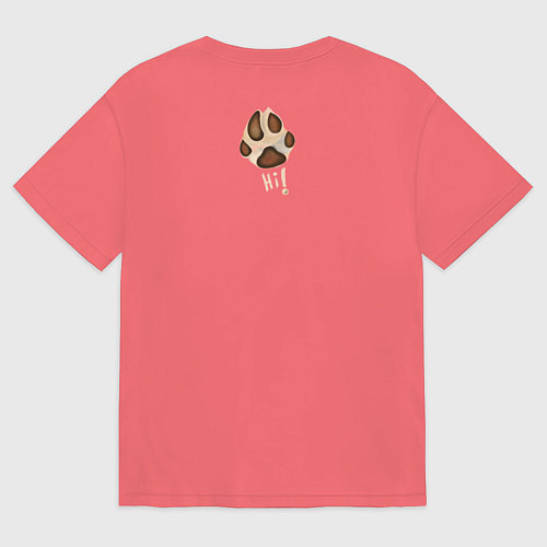 Мужская футболка оверсайз Лапа собаки акварелью / Коралловый – фото 2