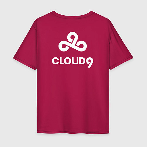 Мужская футболка оверсайз Cloud9 - white logo / Маджента – фото 2